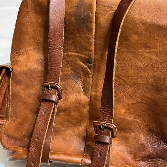 Vintage Handmade Genuine Leather Backpack Brown Rucksack Travel Bag Unisex Boho - Picture 12 of 12